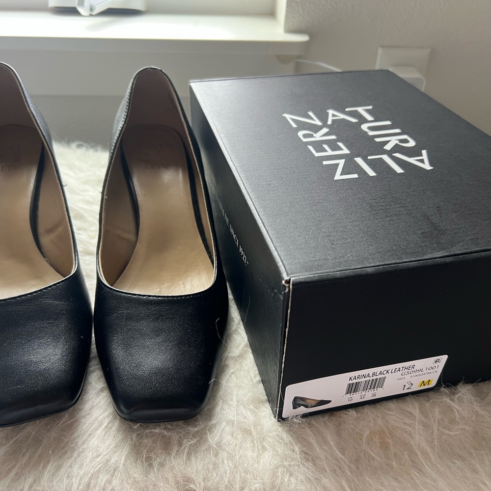 Naturalizer Karina Black Leather Block Heels